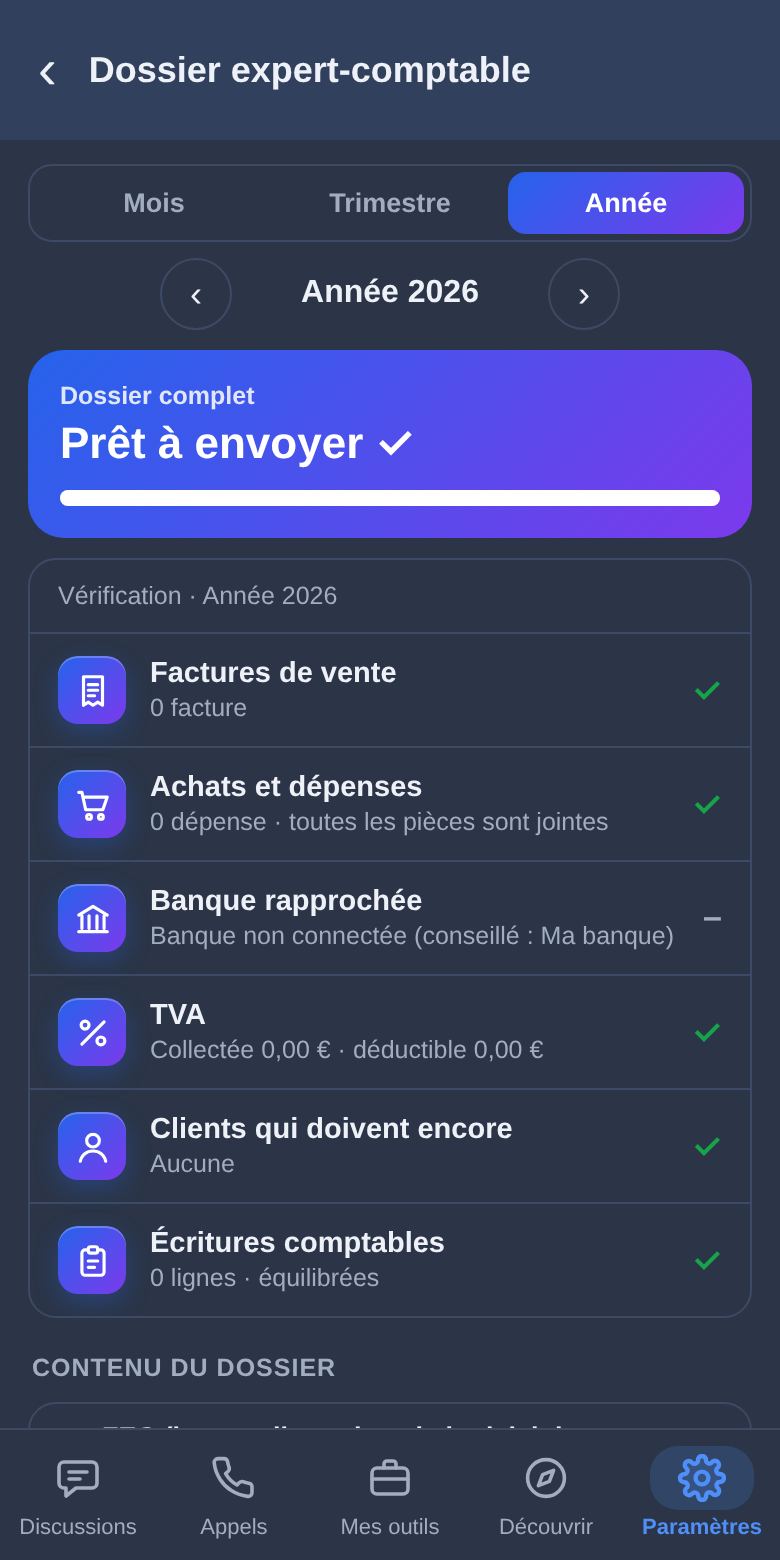 Donner un accès en lecture à son comptable : écran de l’appli Babelink