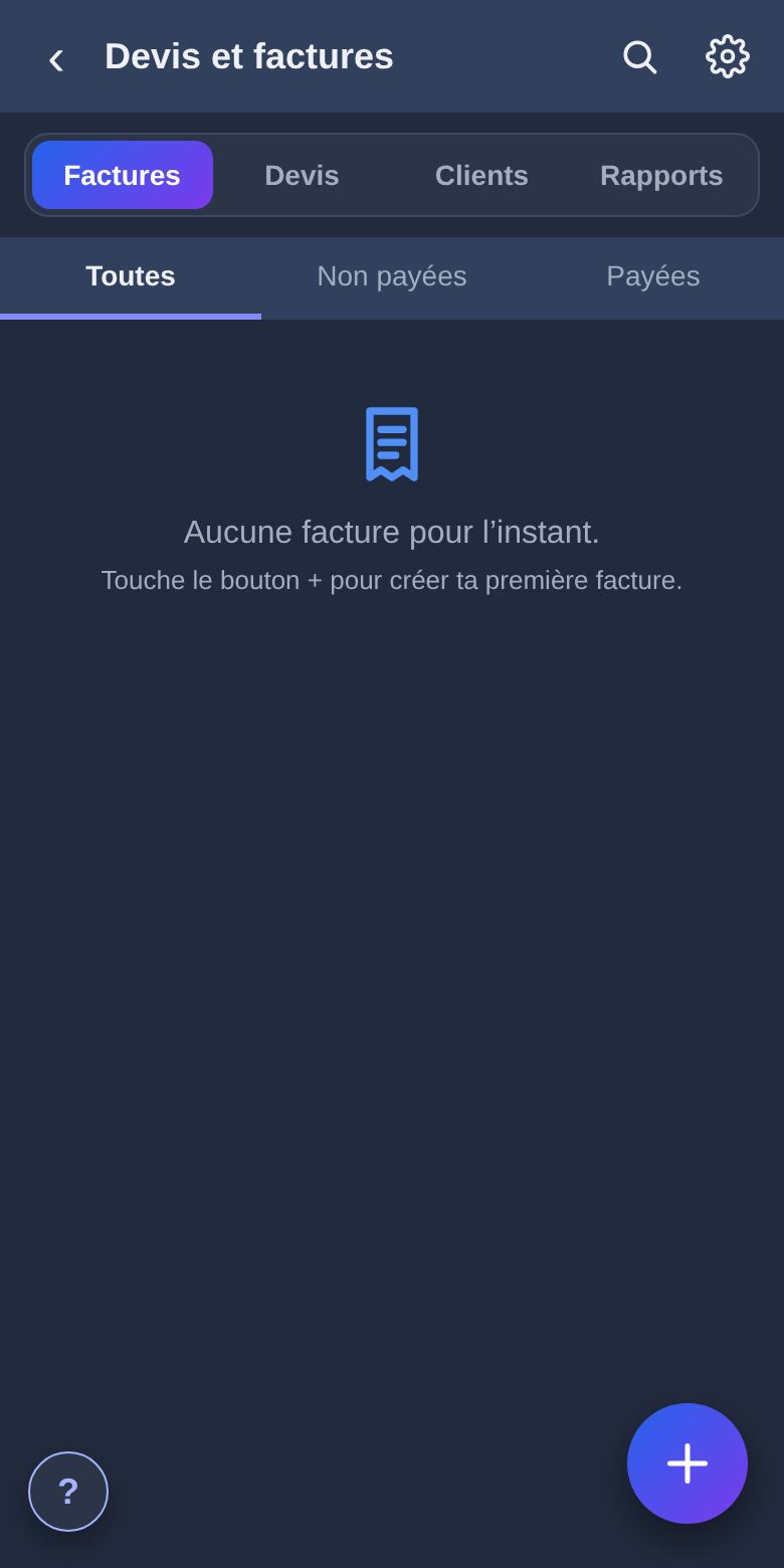 Mettre son logo, ses mentions et son RIB sur ses factures : écran de l’appli Babelink